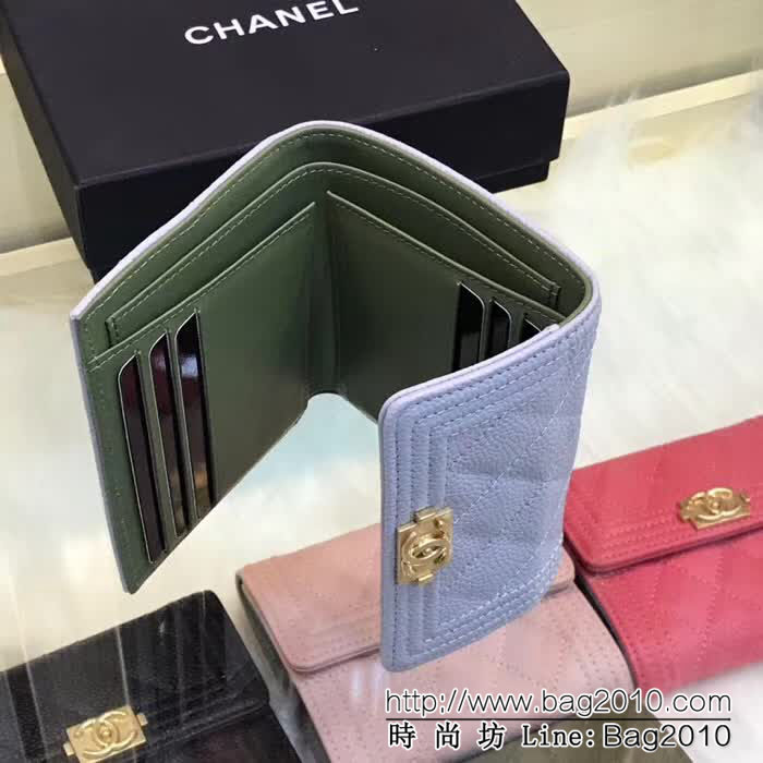 CHANEL香奈兒 古巴CU系列 leboy短三折錢包 荔枝牛皮綾格紋 復古金扣 80734  DJC3151